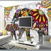 3D papiery ścienne wystrój domu Tajlandia Elephants Mural Tapeta na salon sypialnia telewizja tło ściany Papel de Parede 3D1224Y