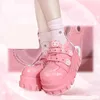 Chaussures habillées Y2K Lolita Rose Filles Semelles épaisses Série Landmine surélevée Gothique Femmes Lefu Cuir Anime