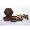 Pochettes à bijoux, plateau d'exposition en bois de noyer noir, boîte solide, support 285O