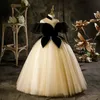Axel stropplös kontrastfärg blommor flickor klänningar design boll klänning elegant prinsessor mantel ruffles ärm klänning 240306