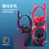 Cell Phone Earphones New Little Devil Headworn Bluetooth Wireless Luminous Computer Esports HalloweenH240312