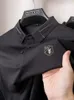 Polos pour hommes haut de gamme marque mode Badge imprimé à manches longues POLO chemise 2024 printemps revers T-shirt décontracté haut résistant aux rides