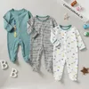 3-pack Winter Toddler Baby Boys Girls Long Sleeve Cotton Wrapped Foot Climbing Onesie Romper Clothes Outfits i 0-12 månader 240304