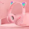 Cell Phone Earphones Flash Light earphones Bluetooth wireless children and girls voice control microphones cat musicH240312