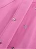 Arbetsklänningar rosa blazers kappkjol passar kvinnor enstaka bröst hackade långärmad rockar topp och knapp 2 bit set kvinnligt kontor
