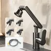 Set di accessori da bagno, rubinetto da cucina, lavello, in acciaio inox, rotazione di 1080°, con acqua fredda e montaggio a parete