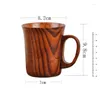 Tazas 250 ml Taza de madera grande Café Cerveza Taza de madera Té hecho a mano con mango Estilo japonés Retro Beber Vaso Cocina Drinkware