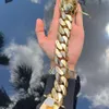 Bracciale a catena a maglie cubane Miami in oro massiccio personalizzato Hip Hop S925 in argento 9k 10k 14k 18k con chiusura con diamanti