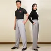 Stage Wear Hommes Femmes Pantalons de danse latine Adulte Salle de bal Compétition Touse Taille haute Noir Cha Salsa Waltz Dancewear