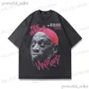 Herr t-shirts groda drift mode vintage lös basket grafisk retro tvätt sommar masken dennis rodman överdimensionerade tee t-shirt toppar män 444