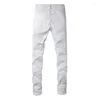 Jeans pour hommes High Street Mode Hommes Blanc Patch Stretch Skinny Ripped Designer Grande Taille Pantalon Streetwear