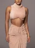 Hugcitar Women Summer Tank Tops Long Skirt Beach Vacation Twe Piece Matching Set