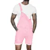 Pink Denim Overall Shorts for Men Fashion Hip Hop Streetwear Mens Jeans Overall Shorts Plus Size Summer Short Jean Jumpsuits 240227