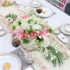 90 cm sztuczny stół konferencyjny kwiatowy Rząd różana lilia hortensja liść ślubna wystrój stolik centralny Kwiat Runner Q197z