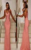 Mercan Nedime Elbiseleri Uzun Dantel Aplikler Spagetti Kayışları Fermuarı Arka Denizkızı Düğün Konuk Elbisesi Onur Gowns 20212539638