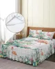 Bed Skirt Flamingo Tropical Plant Wood Elastic Fitted Bedspread With Pillowcases Mattress Cover Bedding Set Sheet