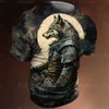 Men's T-Shirts Japan Samurai Cat Graphic T Shirts Cool Classic Art Style Mens and Womens Printing Tees Fashion O-neck Short Sleeve Loose Tops