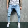 Mode hommes trous en détresse maigre Stretch jean pantalon Streetwear Hip Hop mâle déchiré solide Denim pantalon 240226