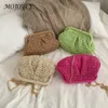 Rattan Woven Handbag Pouch Summer Beach Candy Color Handmade Bag Messenger Women Crossbody Dumpling Straw Clutch Purse 240305