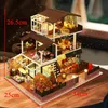 DIY Wooden Doll Houses Miniature Building Kits With Furniture Light Assembly Romantic Big Casa Dollhouse Toys for Girls Gifts 240304