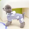 Vestuário para cães fácil de colocar no macacão de animais de estimação elegante inverno coral velo pijama padrão de desenhos animados quatro pernas pequeno