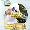 Pistoolspeelgoed Bazooka Bubble Gun Automatische Gatling Bubble Gun Speelgoed Zomer Zeepwaterbelmachine 2-in-1 Bubble voor kinderen Geschenkspeelgoed L240311