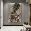 Dipinti Donna nera africana Graffiti Art Poster e stampe Ragazza astratta Tela sulle immagini murali Decor238k