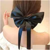 Hårklämmor Barrettes Solid Color Stora Bowknots Hårklipp för Women Girl Dress Suit School Shirts Decor Barrettes Fashion Accessor Dhzkj