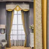 Curtain & Drapes Custom High Quality Modern Simplicity Embroidery Splicing Silk Gray Lace Gold Blackout Valance Tulle Panel M1166347O
