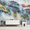 Large 3D Wallpaper Mural Custom Nordic Modern Color Feather TV Sofa Background Wallpaper Mural294t