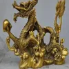 8 chinois Fengshui chanceux en laiton richesse succès zodiaque Dragon perles montrer Statue167z