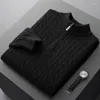 Men's Sweaters Autumn And Winter Merino Cashmere Sweater Padded Twist Top Zipper Collar Bottoming Shirt Plus Size Knit Pullover