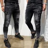 Męskie dżinsy ciasne dżinsowe męskie chude elastyczne spodnie w trudnej sytuacji Freyed Slim Fit Spodni Pantalon Homme