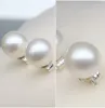 أقراط مسمار Diwenfu Real 925 sterling Silver Color 10mm Pearl for Women Engagement Jewelry Garnet arring Orecchini Gemstone