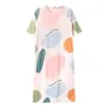 Dames slaapkleding 2024 Zomer Summer Korte mouw Print Modale nachthowns voor vrouwen Koreaans zachte comfortabele nachtdress Night Dress Home Nighty