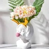 Vase en résine blanche Pot de fleur Style nordique mignon tête humaine Vases à fleurs panier stylo porte-pinceau décoration de la maison 2104092914