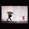 Färg Rain Banksy Wall Decor Art Canvas Målning Calligraphy Poster Print Bild Dekorativ vardagsrum Heminredning1183p