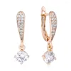 Studörhängen DCKAZZ Innovativ Zircon Pendant Earring Summer Luxurious 585 Rose Gold Color Crystal for Woman Girl Jewelry Gift