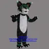 Trajes de mascote preto longo pele leopardo gato lince catamount bobcat lince luchs mascote traje adulto personagem lonas ordens de negócios zx7