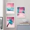 Gemälde Blaue Palme Tropische Rosa Strand Landschaft Wandkunst Leinwand Malerei Nordic Drucke Poster Bild Für Wohnzimmer Decor336F