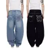 Y2K HIP HOP RETRO GRAPHIC SENIDERIDED BARGY JAENS Black Pants Men Women Harajuku Gothic High Pernouse Wide