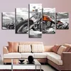 Toile photos affiche impressions modulaires Art mural 5 pièces moto noir et blanc peinture décor salon ou chambre sans cadre 2994