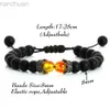 Bangle Black Lava Stone Crown Charm Tiger Eye Beads Bracelet For Men Women Braided Bracelets Handmade Adjustable Jewelry Pulseira ldd240312