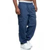 Calças masculinas Mens Cargo Pant Primavera Outono Cor Sólida Calças Retas Finas Sports Jogger Sweatpant Harajuku Streetwear Bolsos Soltos