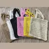 Bolsos de compras tejidos huecos de malla de moda para bolso de hombro de paja de verano 6Colors284e