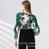 Bühne tragen 1 teile/los Frau Drucken Latin Tanzen Trikot Dame Langarm Floral Top