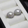 Studörhängen 2024 Big Freshwater Pearl For Women Romantic 925 Sterling Silver Natural Earring Mother Gift White Black