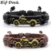 Bangle Eif Dock Black/Brown Simple Motorcycle Bracelet Bangle Weaving Vintage Leather Bracelets For Man Men Punk Charm Jewelry Accessor ldd240312