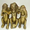 Collectie Messing Voir Parler N'entendez Aucun Mal 3 Statues de Singe grand229v