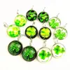 Autres boucles d'oreilles Dangle Jiangzimei 24pairs Trèfle Lucky Grass Bois Noir avec 20mm Verre Cabochon Dangler Femmes Party Cadeau Drop Delive Dhuc4